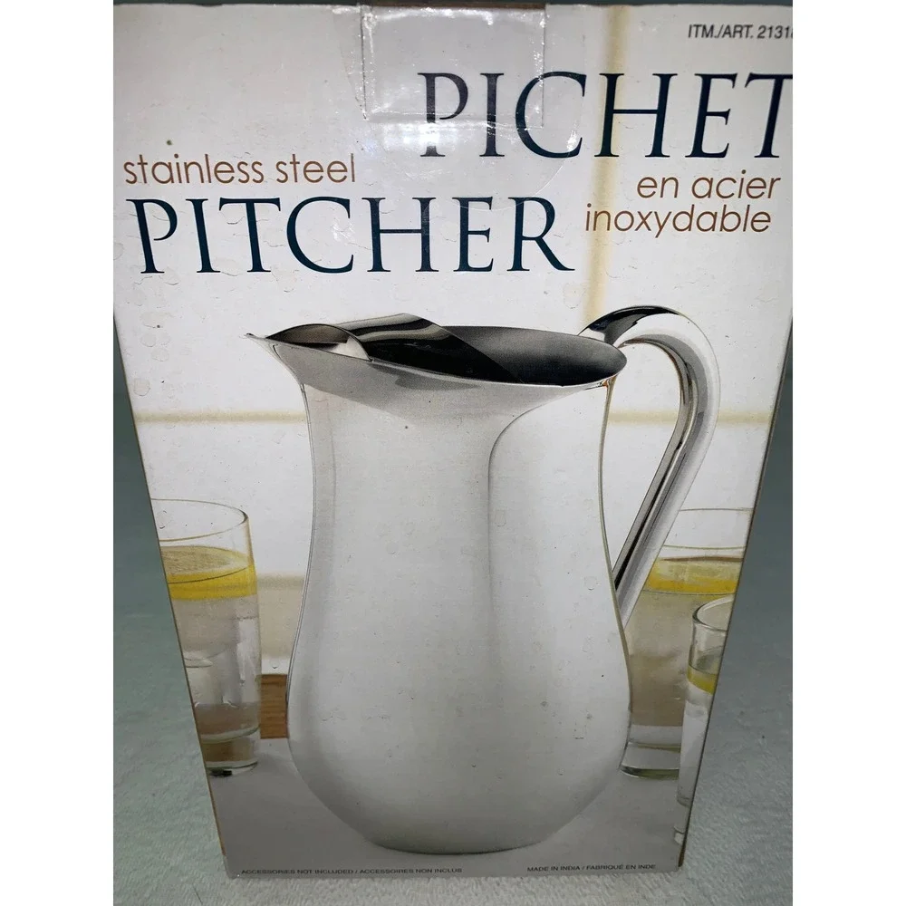 Stainless Steel Water Pitcher 3.1 QT 3L Capacity Polished Silver Kirkland Costco